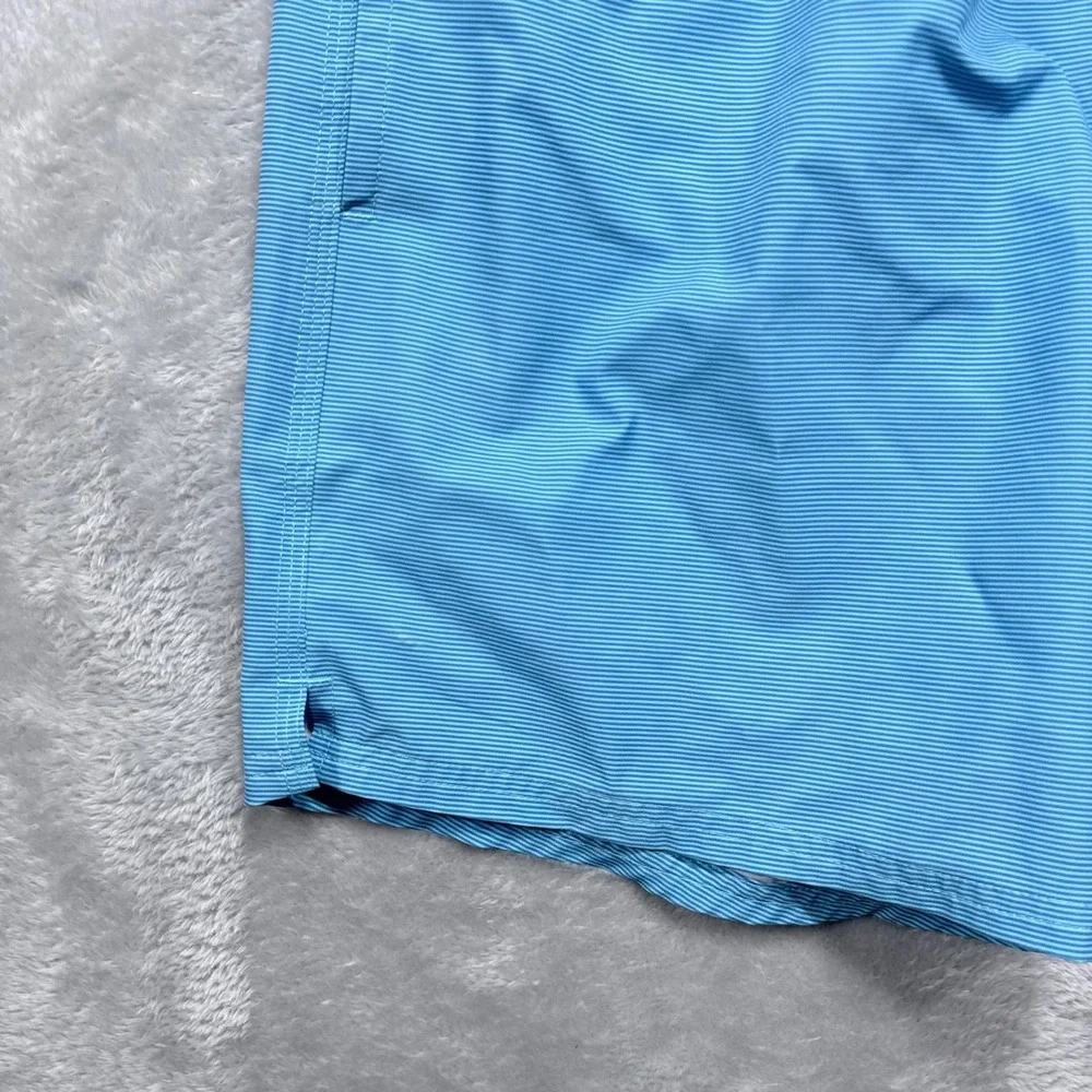 Vineyard Vines Swim Trunks Mens M Blue Micro Stripe Elastic Waist Board Shorts